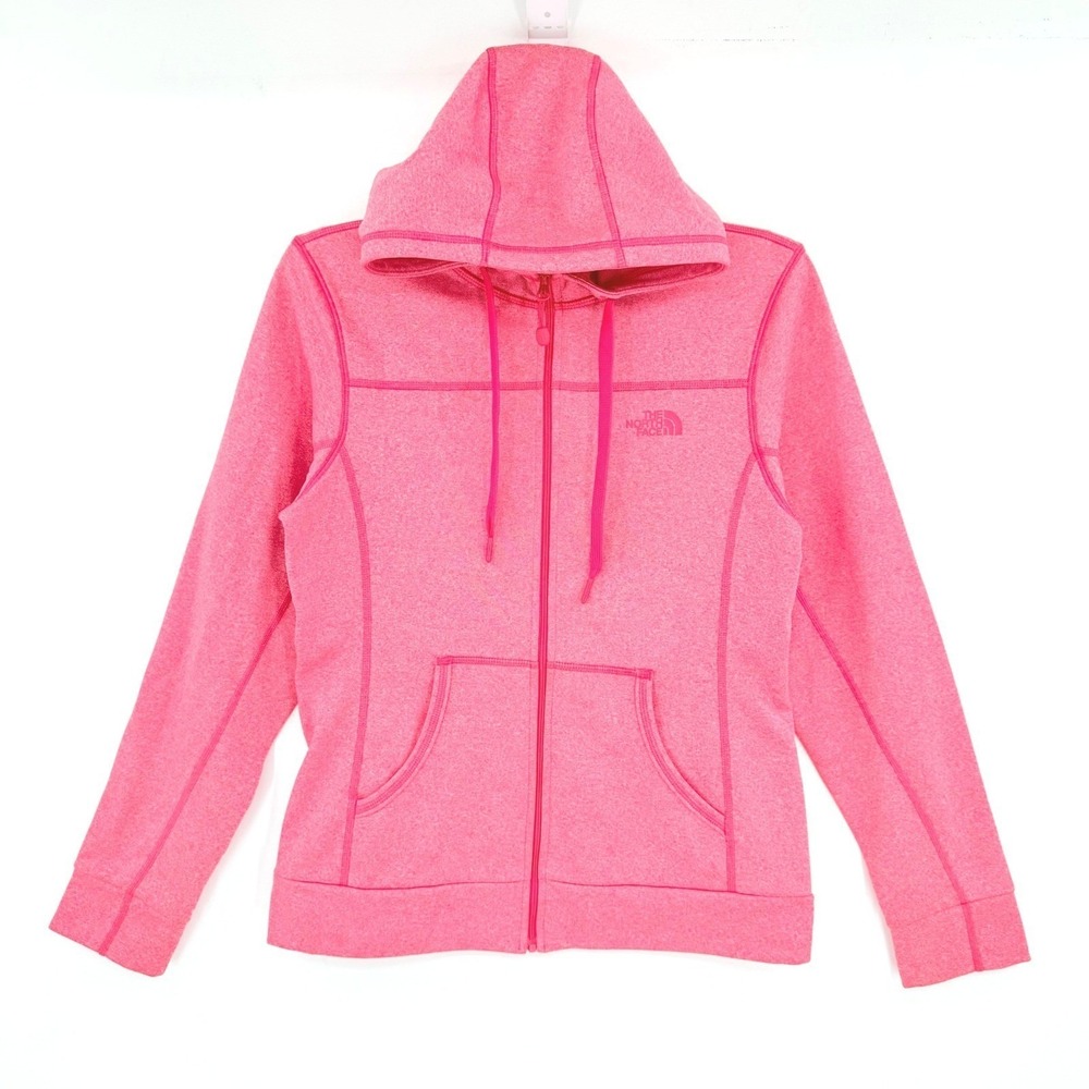 The North Face Women's Pink Heathered Full Zip Fleece Hoodie Sweatshirt Sz Small